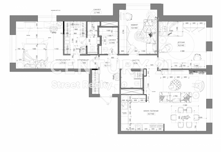 Продажа 3-х комнатной квартиры с дизайнерским ремонтом 107 кв.м на 15 этаже в ЖК «Headliner (Хэдлайнер), Москва, Шмитовский проезд, 39