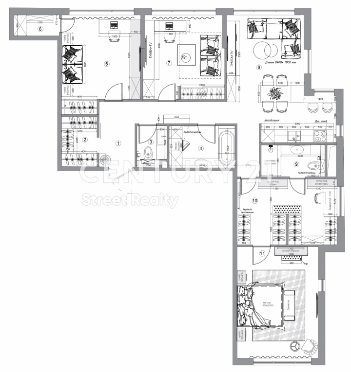 Продажа 3-х комнатной квартиры с дизайнерским ремонтом 117 кв.м на 30 этаже в ЖК «Headliner (Хэдлайнер), Москва, Шмитовский проезд, 39