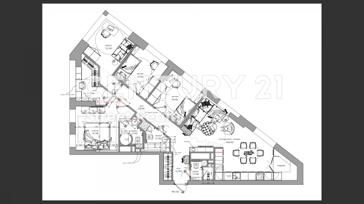 Продажа 4-х комнатной квартиры с дизайнерским ремонтом 100 кв.м на 6 этаже в ЖК «Headliner (Хэдлайнер), Москва, Шмитовский проезд, 39