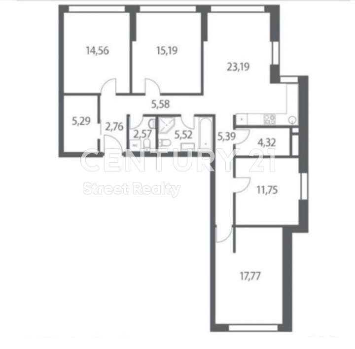 Продажа 3-х комнатной квартиры без отделки 117 кв.м на 10 этаже в ЖК «Headliner (Хэдлайнер), Москва, Шмитовский проезд, 39